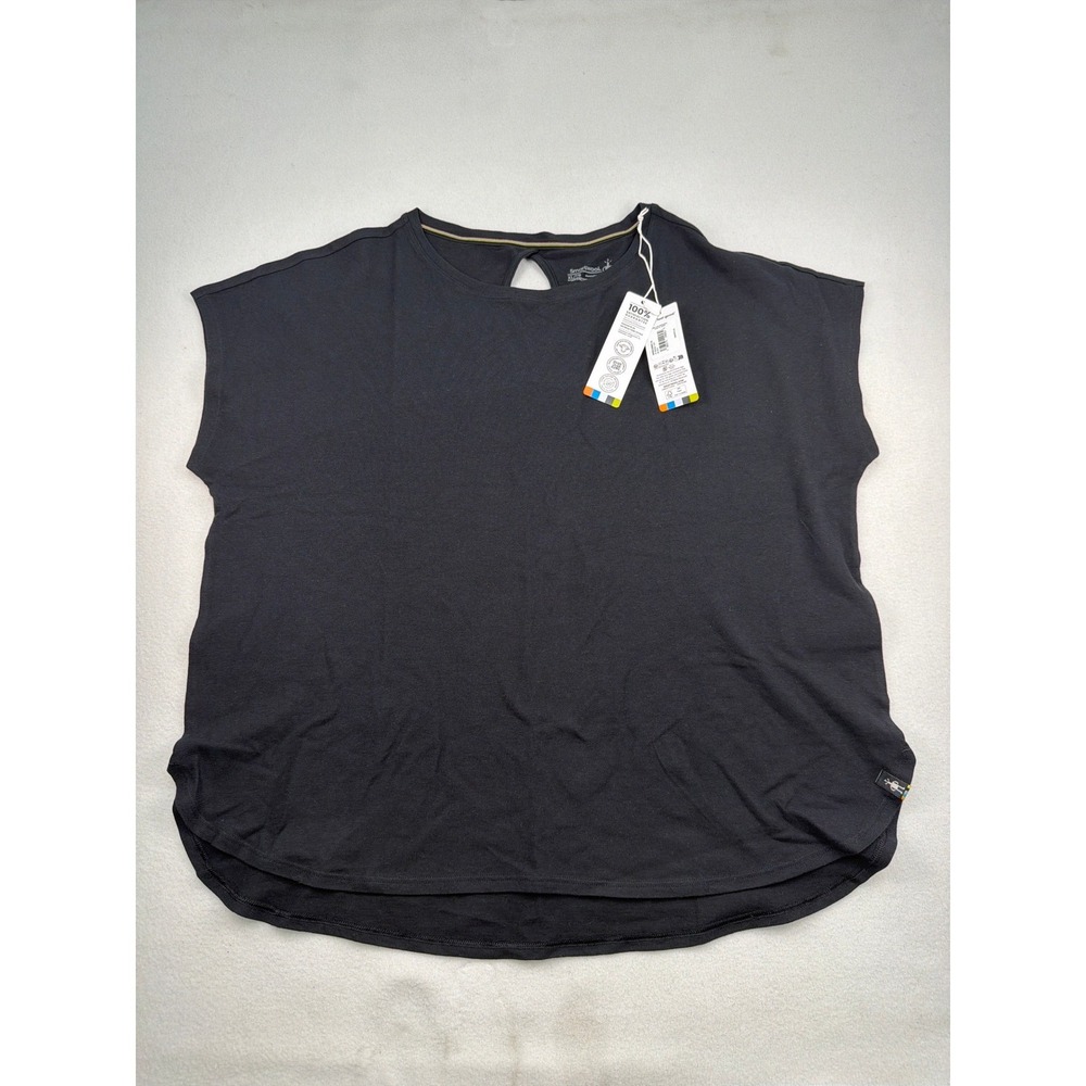 Smartwool Womens XL Black 100% Merino Wool Swing Top Keyhole Back SW002385001